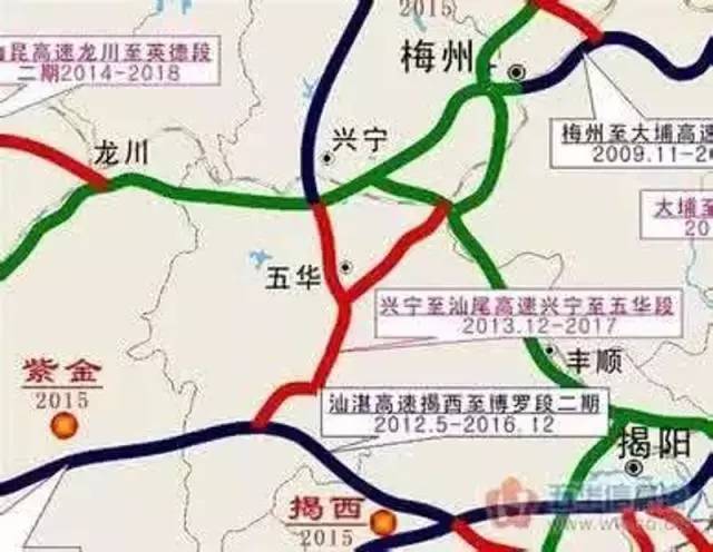 至陆河高速公路共同构筑粤东北山区至粤东地区的第二条南北向高速通道