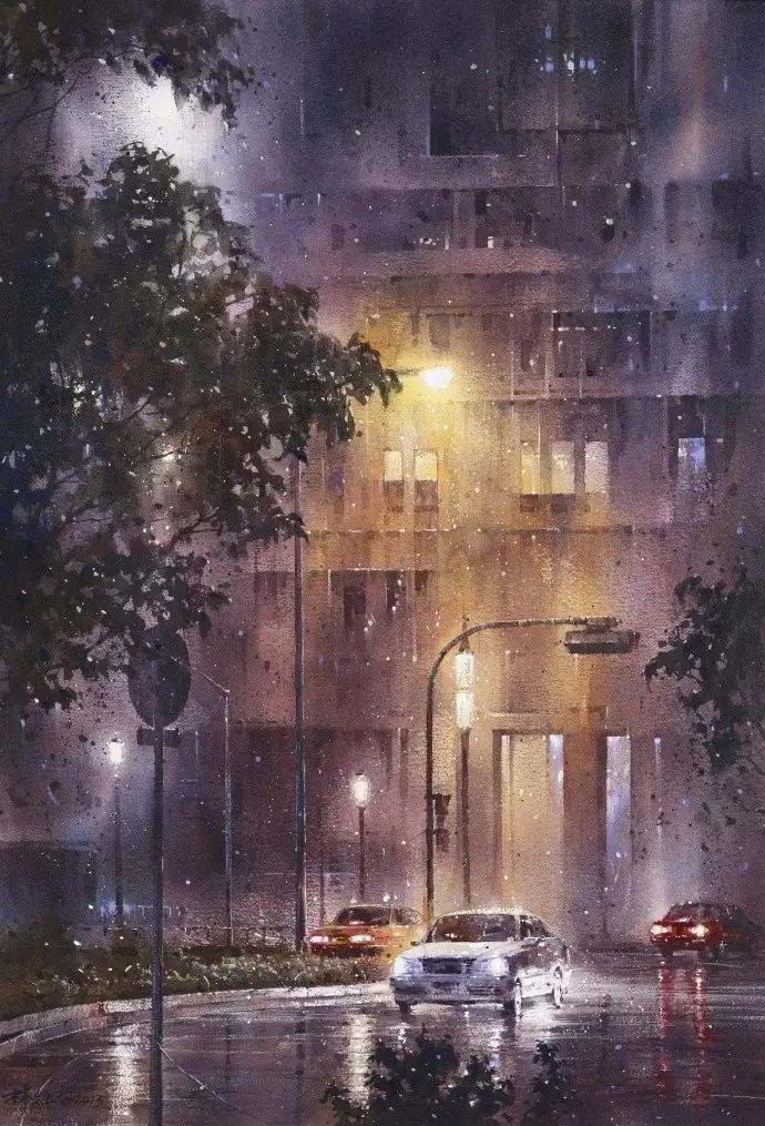 诗意特别吸引人而他的雨景也恰好完美表达了这种朦胧美林经哲在画雨时