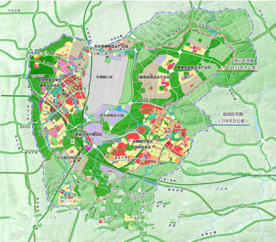 双龙航空港经济区规划图 就目前来看,双龙航空港经济区的开发建设已经