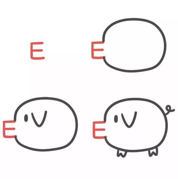 26个英文字母简笔画,把字母画成小动物,又萌又好学