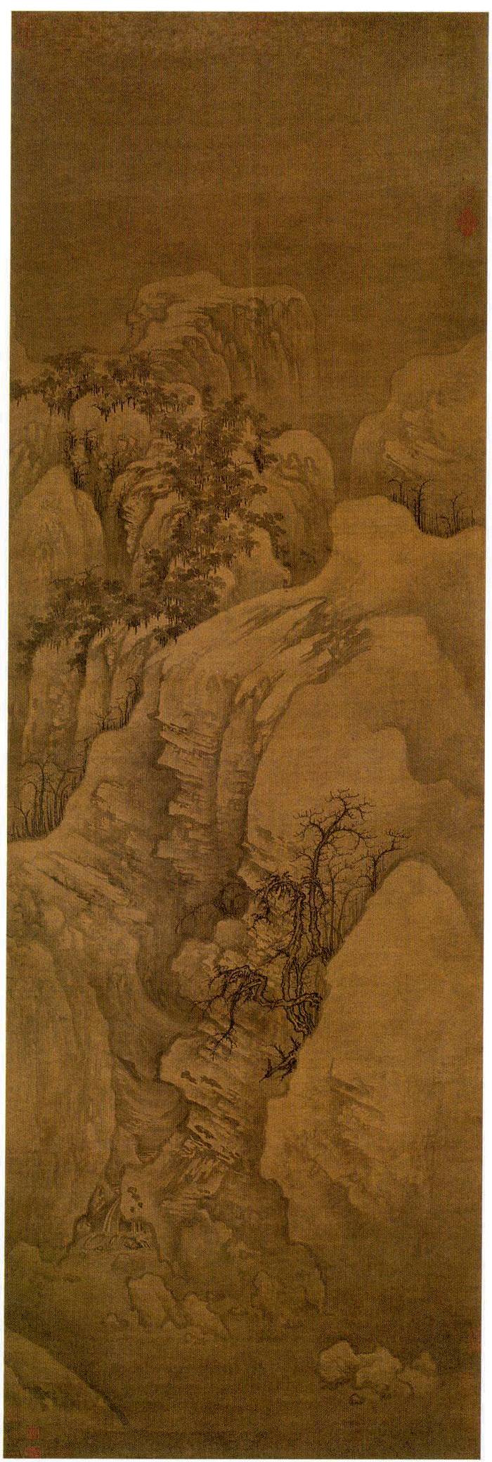 郭熙 幽谷图 167cm×53cm 绢本墨笔 北宋 现藏于上海博物馆