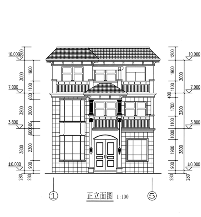 三层房屋建筑图,户型实用,外观精致!成本不超过30万!