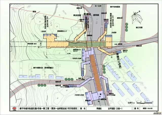 嘉和城,三塘客运站,四塘 地铁5号线一期部分站点总平图曝光 南宁地铁5