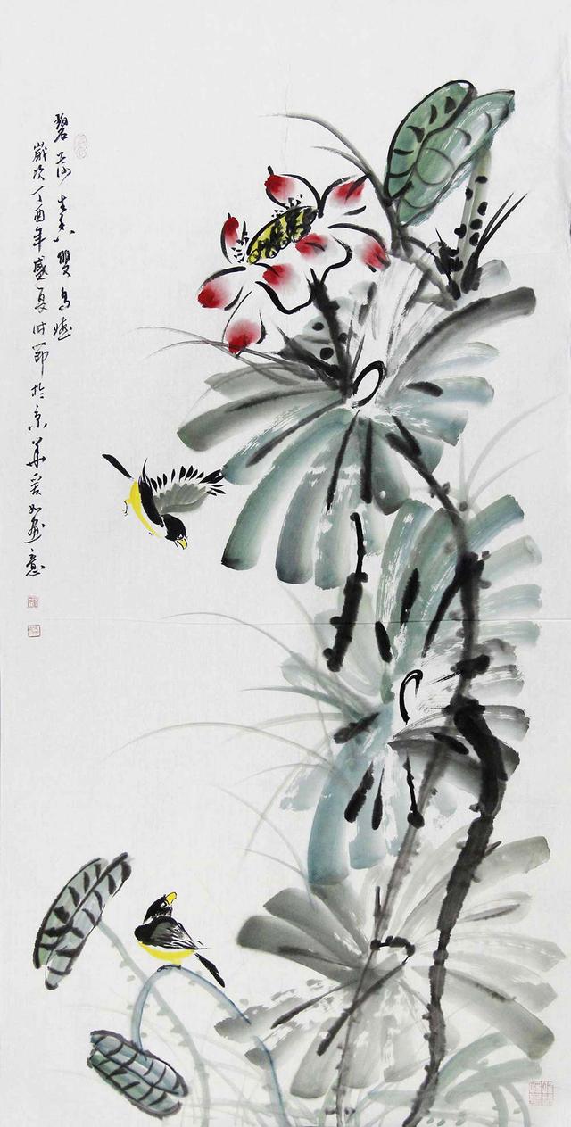艺术家刘爱如国画花鸟赏析:构图精美,极富表现力