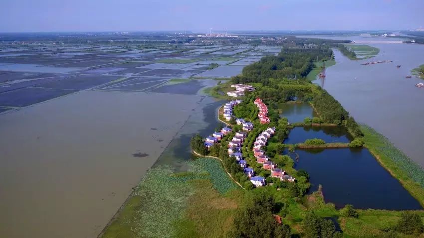 空中看洪泽湖钱码岛与大墩岛