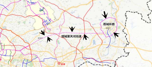 位于广东省广州市增城南部,路线总体走向为由南向北,起终点的位置明确