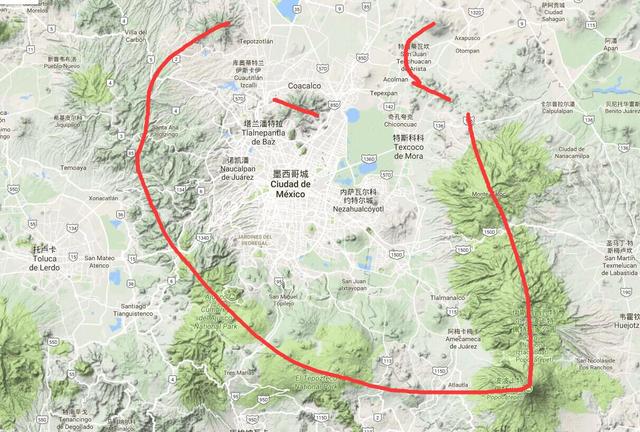 简单让大伙看一下地形,其实墨西哥城的污染很大原因也是由于地形的