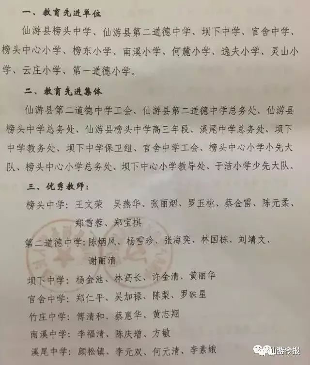 榜头镇表彰教育系统先进集体和个人(附名单)!