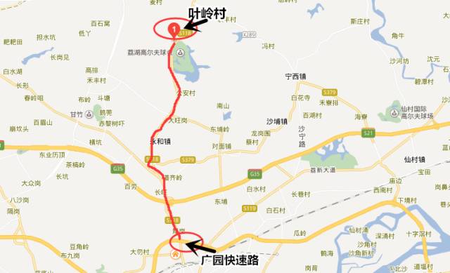 本项目主要控制点:项目起点,广惠高速,城轨增城开发区站和荔湖城站