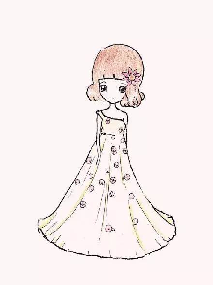 简笔画风格的唯美彩铅婚纱!