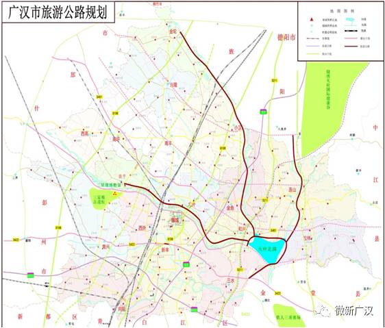 沿湔江,石亭江,绵远河而上,分别连接广汉市区,什邡市,德阳市中心城区.图片