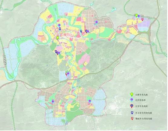 龙南县中心城区充电设施布局示意图