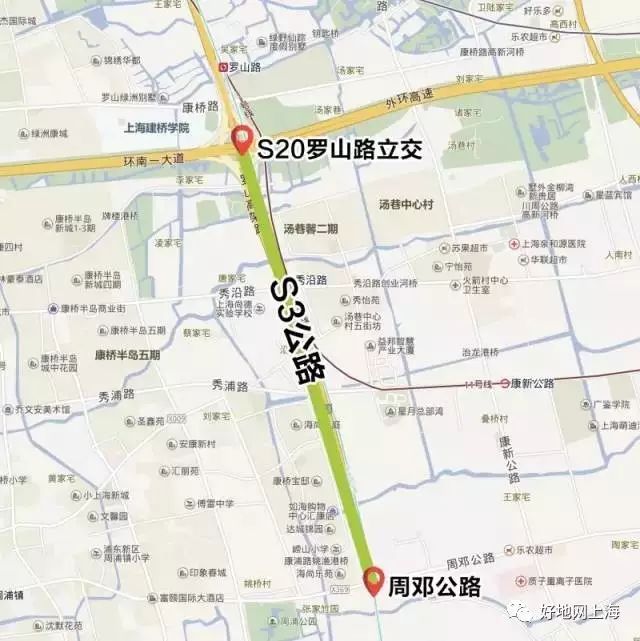 沪南公路至s4公路段:是双向6车道的地面高速公路.