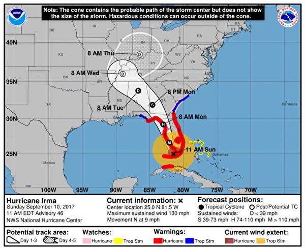 飓风艾玛降至2级 佛州3人死图片