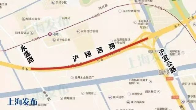 2公里;s6沪翔高速地面辅道西段(永盛路-沪宜公路)命名为 沪翔西路,长