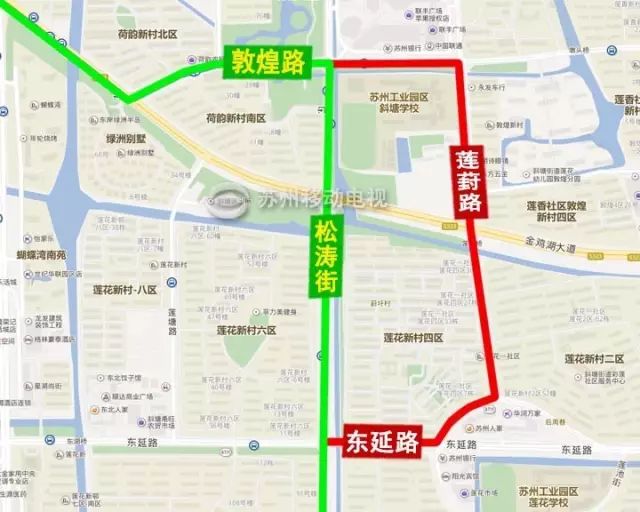 走向由:松涛街,东延路,莲池街,莲葑路,敦煌路,公交812路临时停靠:荷韵