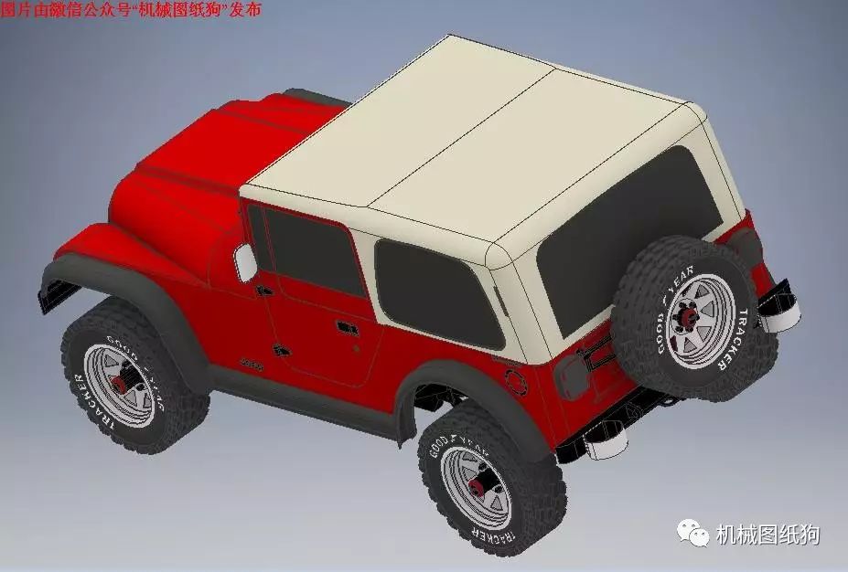 【汽车轿车】wrangler 1988吉普车模型3d图纸 inventor设计 附stp格式