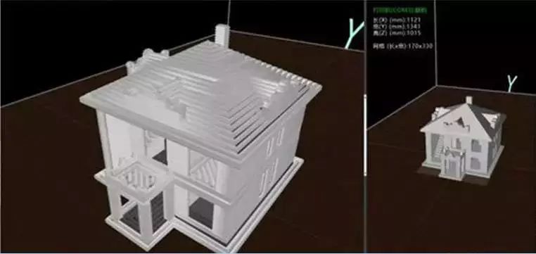 太空灰建筑3d打印团队利用autocad设计了一款二层别墅小楼,主体一米见