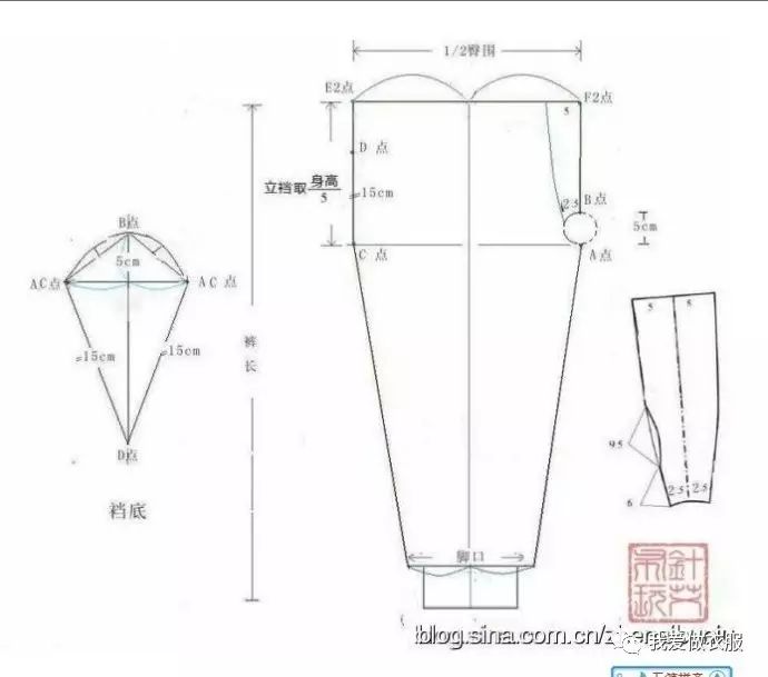 秋季,前开门补档秋裤裁剪方法