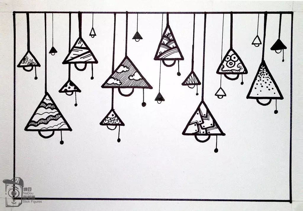 简笔画教程 | 三角形和半圆形组合——吊灯