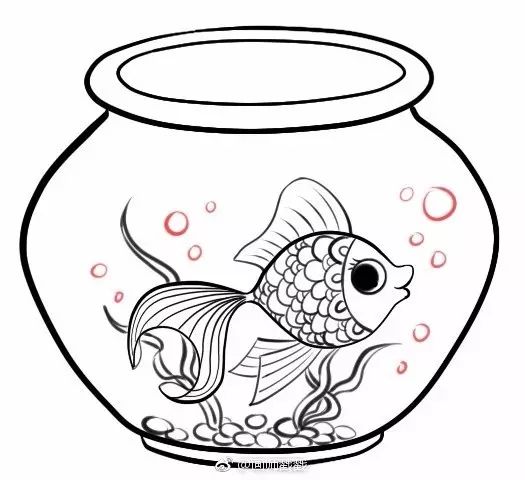 简笔画下教程 | 鱼缸里的小金鱼
