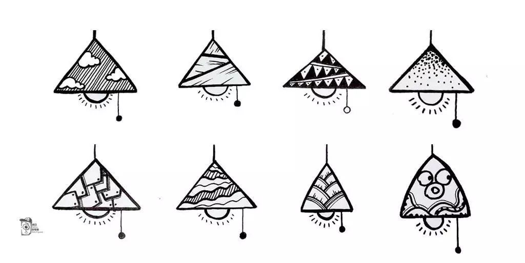 简笔画教程 | 三角形和半圆形组合——吊灯