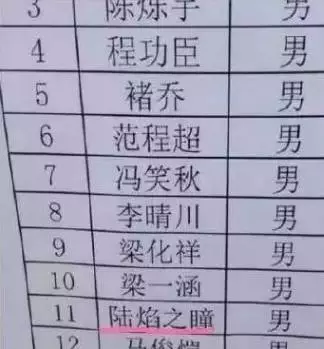 那些年,入学花名册上的霸气名字