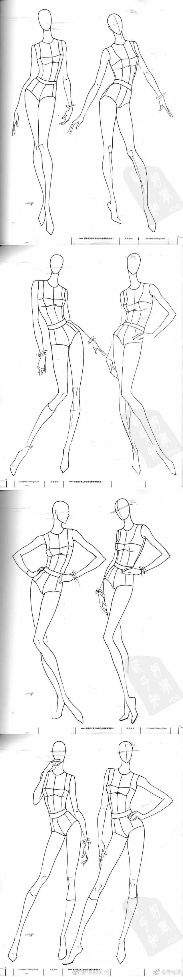 人物线稿 | 一组模特的人体结构
