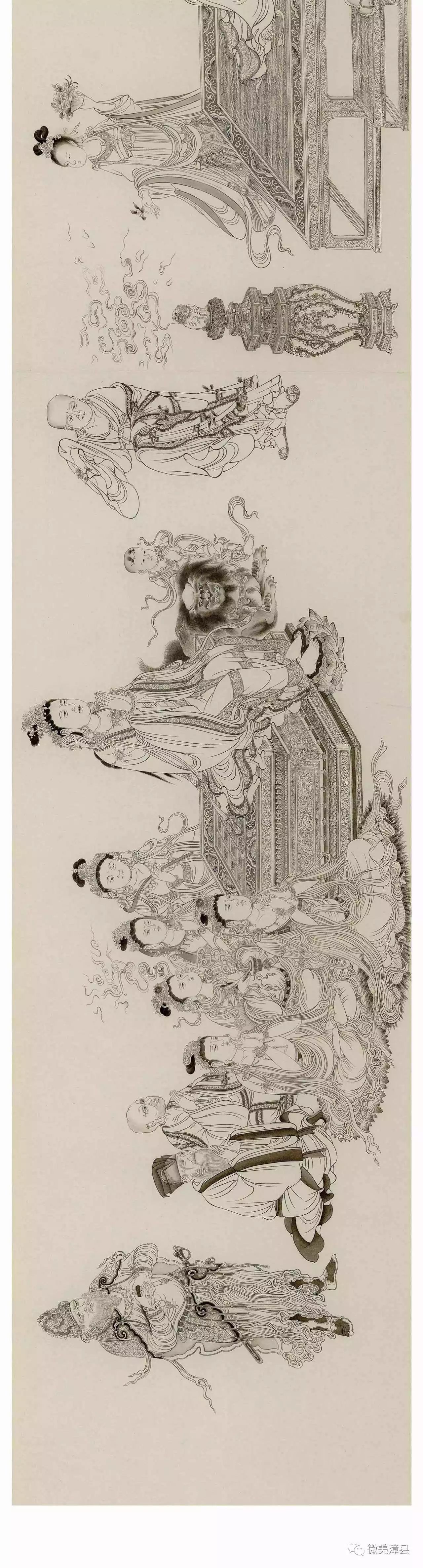维摩演教图,北宋,李公麟,纸本,34.6cm×207.5cm.