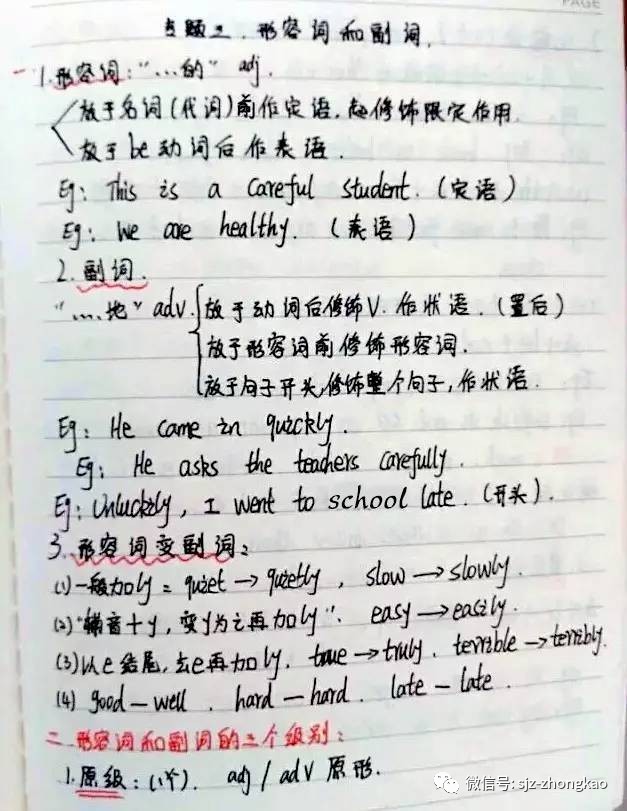 中考学霸英语语法笔记:吃透这些核心语法,考试高分随手拿!