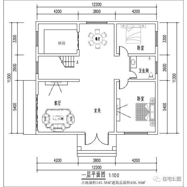 农村自建房就图一个实用,11x12米方正别墅,架空处理隔