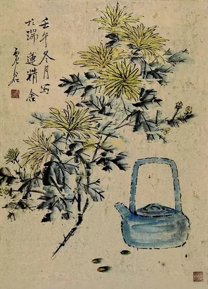 南宋 朱绍宗 菊石图 扇面 明 陈淳(1438-1544) 菊花图 明 唐寅(1470