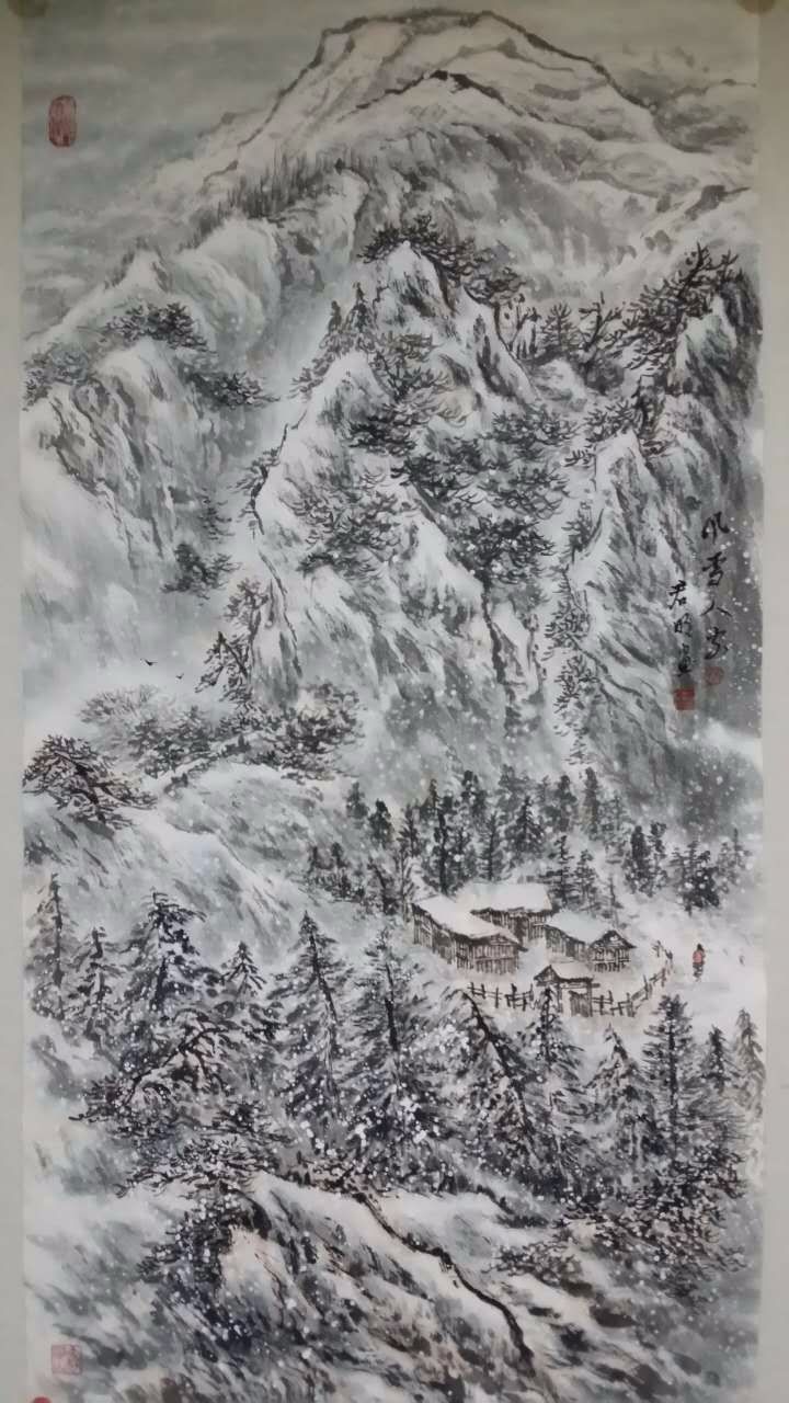 陕西著名画家杨君明山水画作品欣赏
