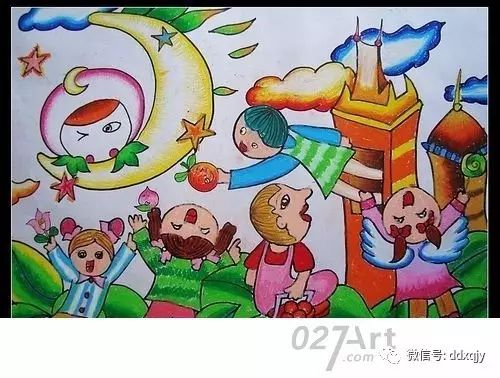 艺术指导幼儿园中秋节绘画作品大全