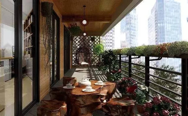 把阳台改成茶室,坐在阳台上光线好,空气好,叫上几个朋友可以边泡茶边