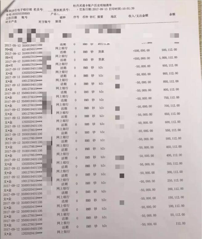 这个漏洞有多厉害?我们先看一个警方截获的某骗子银行卡账户流水.