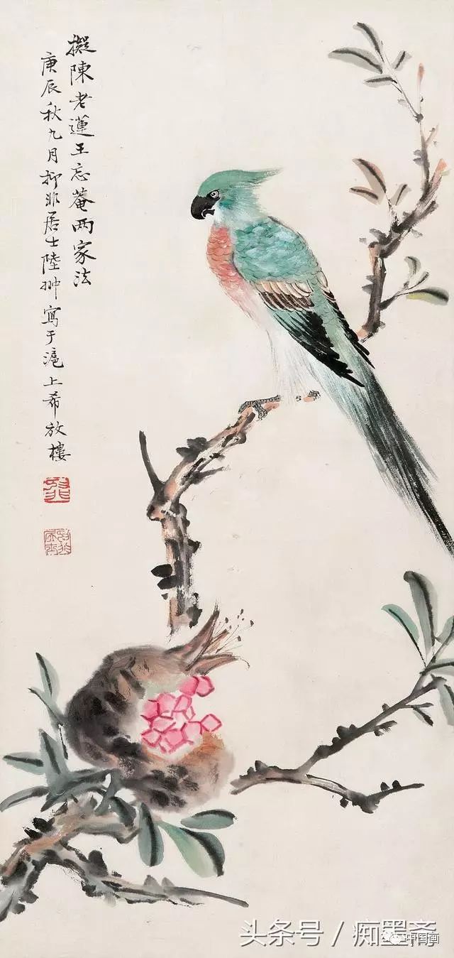 中国花鸟画大家,美术教育家陆抑非教授花鸟画作品