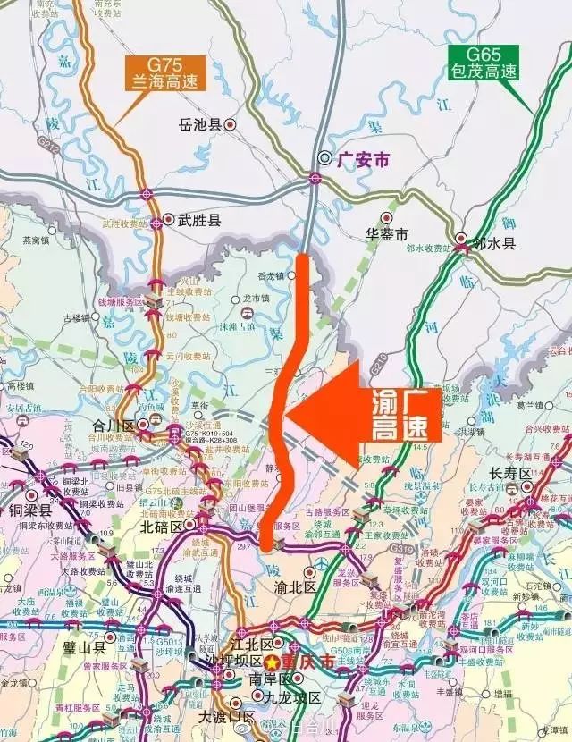 路线二 北环走渝邻高速,经华蓥山到达广安,全程151公里,通行费80元.
