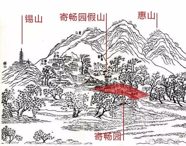 从卫星图上看真正位于惠山和锡山山谷中的是映山湖,惠山寺二泉书院