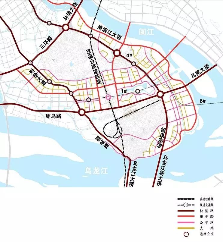 (三江口板块交通线路规划图)