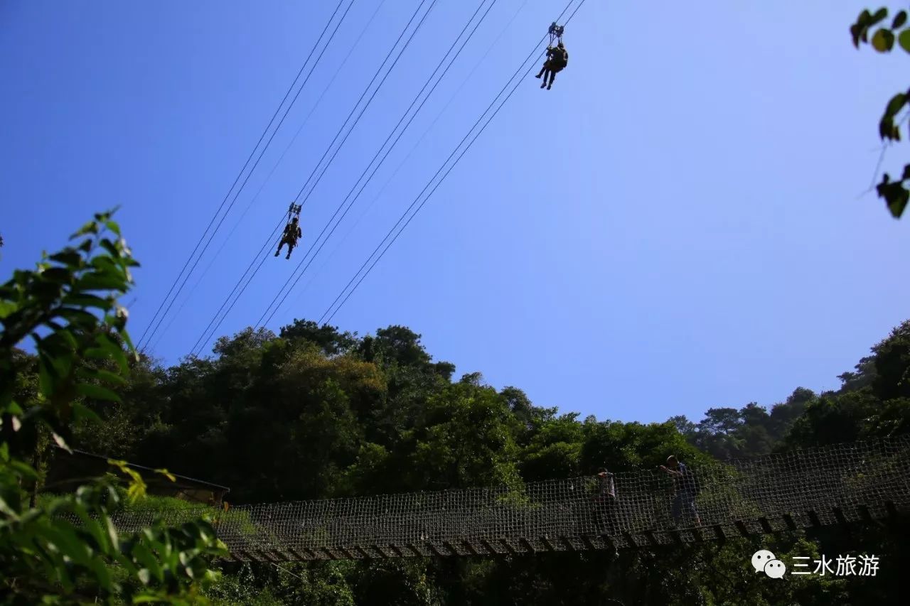 挑战林海飞索之前,你还可以在山顶先尝试一下峡谷飞索进行"热身,练练