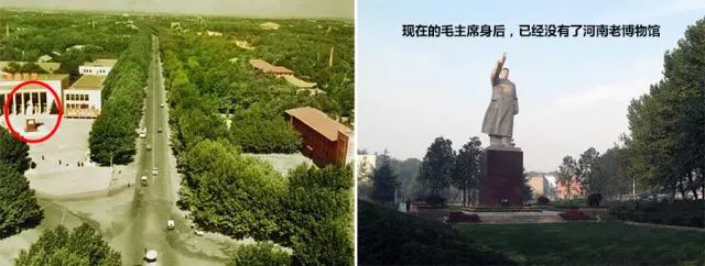 对比图:紫荆山人民广场如今只剩下了毛主席的塑像