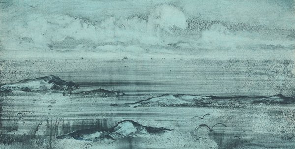 木心作品《渤海晨兴》,1977-1979,16.7×33cm.