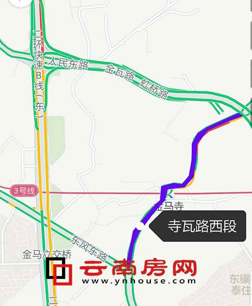 据环评显示,官渡区凉亭片区的寺瓦路将进行改扩建,该段道路起于东风东