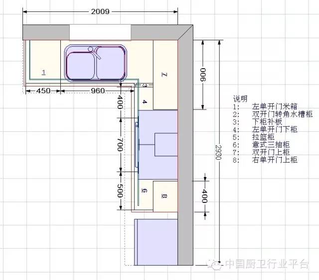 橱柜尺寸九:嵌入式消毒碗柜外形