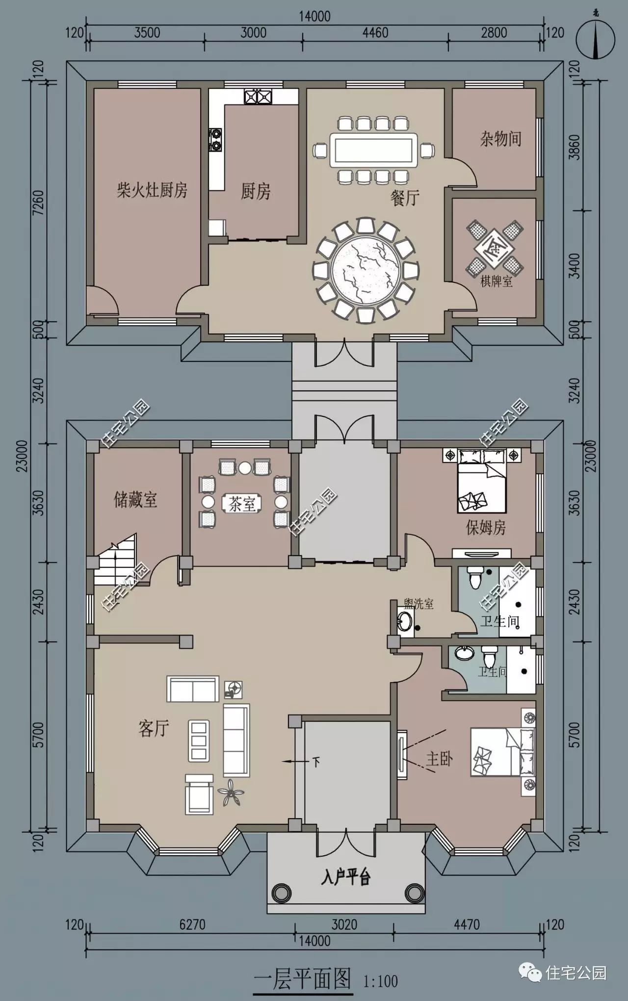 独立厨房柴火房,14x25米高品质别墅(全图 预算 视频