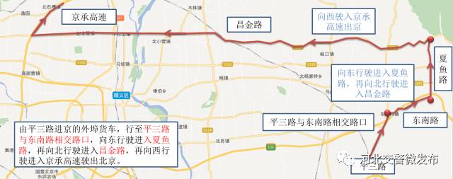 驶出高速公路进入木燕路,向北进入昌金路,再向西行驶进入京承高速驶出