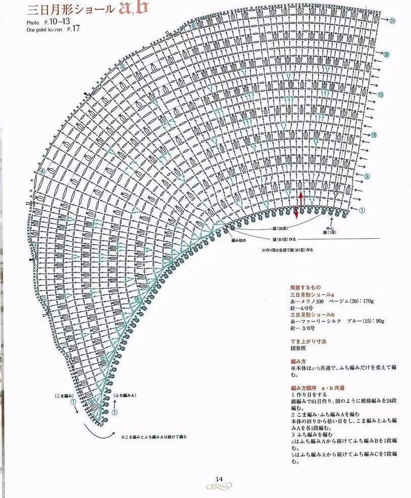 两种花边的月牙形小披肩