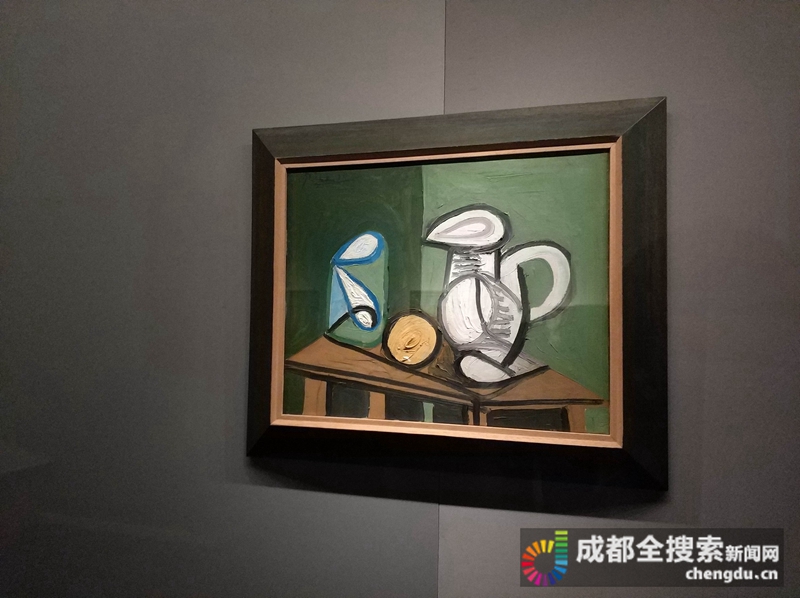 毕加索的油画《静物:壶,玻璃杯和橙子》