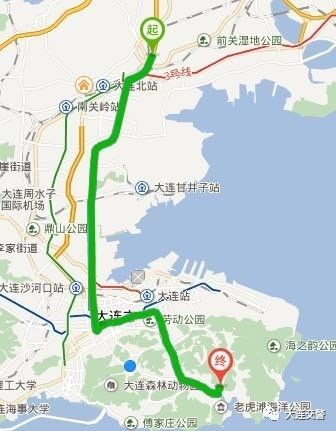 路线2:东快路-东北桥-中山路匝道-中山路-解放路-老虎滩 由滨海路出行